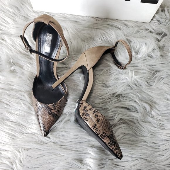 Schutz Women's Irma Ankle Strap Pump, Yucca/Black - Picture 2 of 10